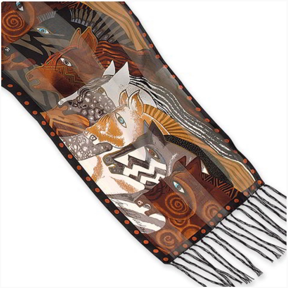 Laurel Burch Colorful Horse Print Scarf